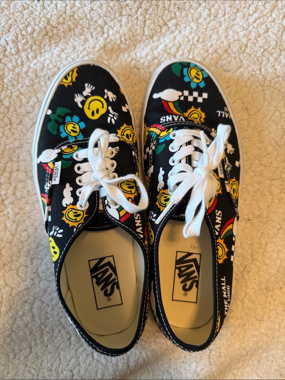 Vans Black Smiley Floral Print Lace-Up Sneakers